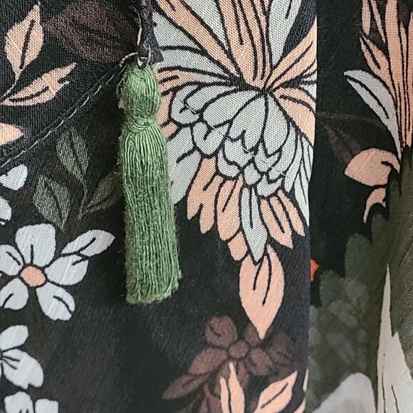 Libby Edelman Kimono Womens OS Floral Print Lightweight Open Front Tasse… - Picture 4 of 5